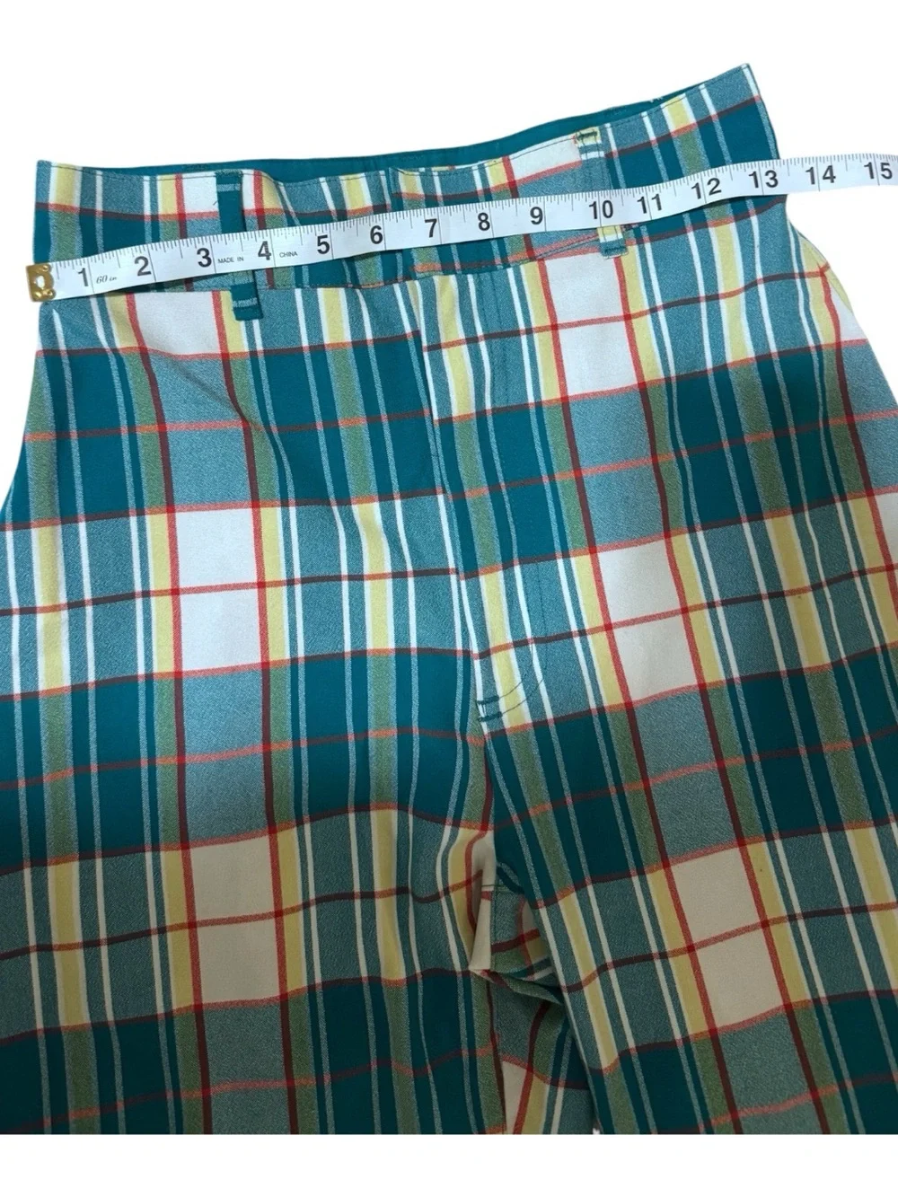 Free People Blue and White Plaid Wide Leg Pants